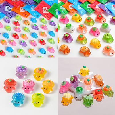 10Pcs Mini Resin Glowing Cartoon Fruit Turtle Small Ornament Doll House Scene Model Toys Play House Desktop Decorations