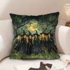 1Pc Dark Academia Witchy Pillow, Polyester Double-Sided Print, Vintage Watercolor Coven Art, Spooky Cottagecore Accent