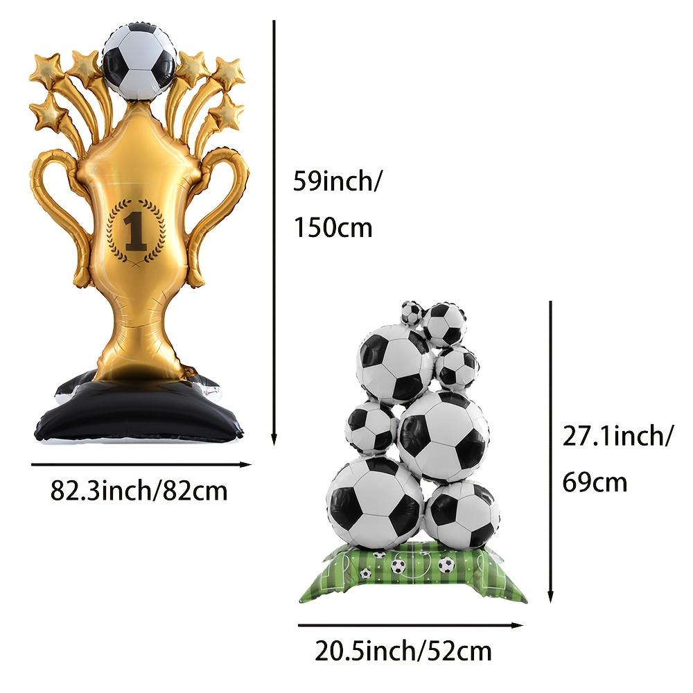 3-Pack Sports Celebration Mylar Balloons, Creative Standing Football & Golden Trophy Foil Balloon Bundle, High-Quality Metallic