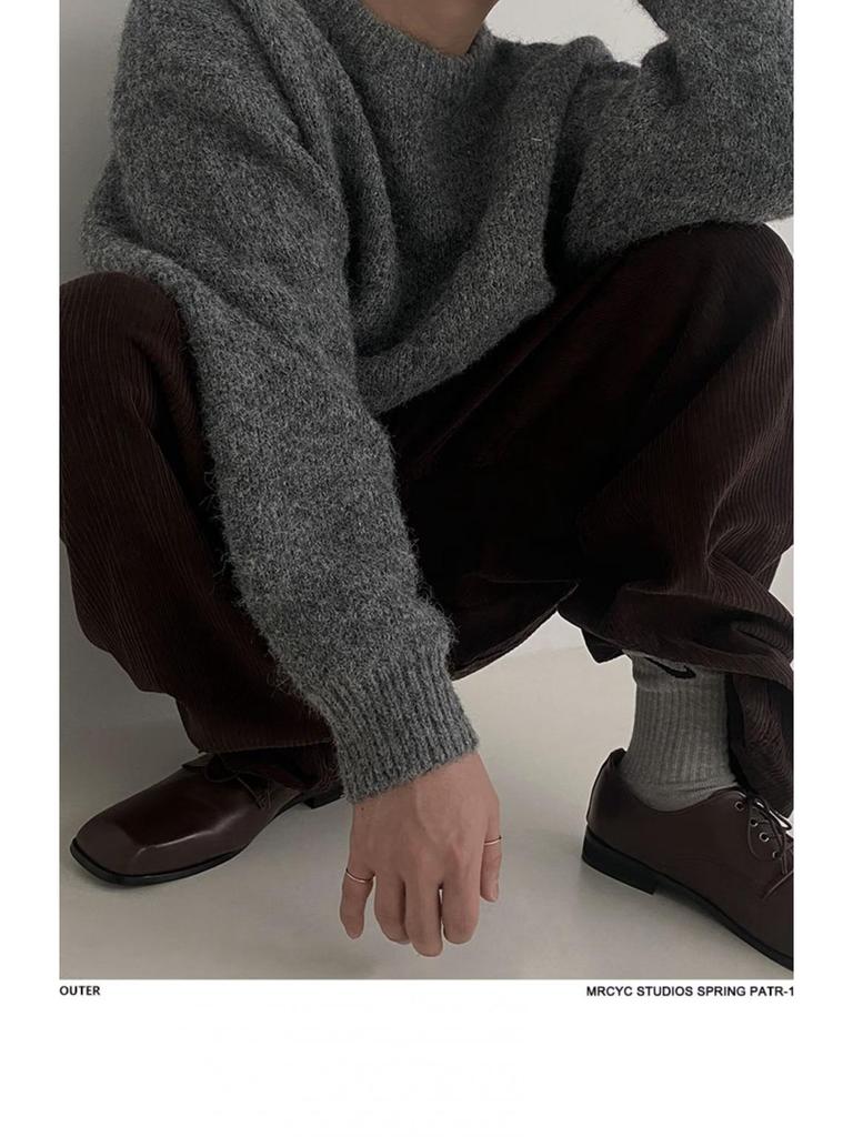 Autumn Men's Retro Korean Lazy Style Knit Pullover Sweater