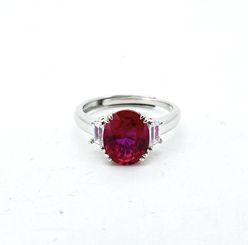 Zhou Hengfu s925 Sterling Silver Ruby Ring – European & American Designer Jewelry in Cultured Style