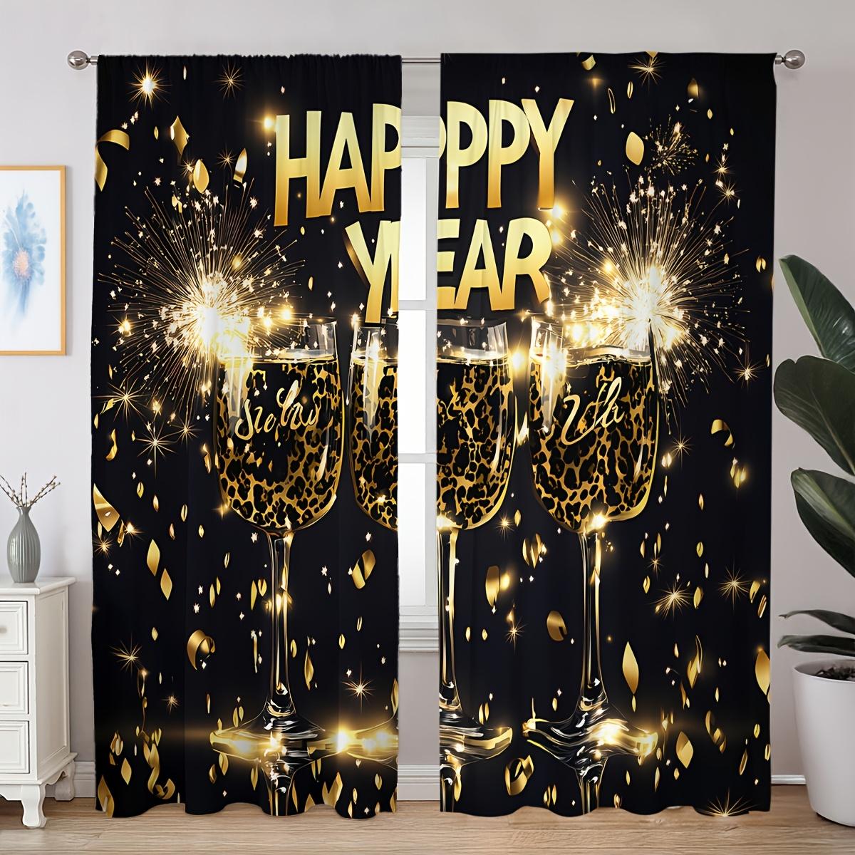 

2 шт. Классические часы-шары с фейерверками на Новый год, цифровые шторы с цветочным принтом, полупрозрачные для спальни, гостиной, декора (W50cmxH130cm)x2&Grommet Top