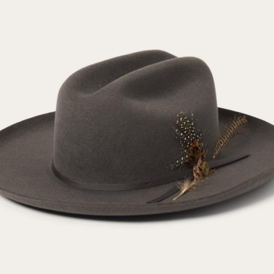 Cappello a Cilindro in Pura Lana Stile Cowboy Cappello in Feltro di Pecora Moda Cappello a Cilindro Decorativo con Piuma