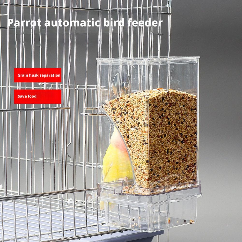 No Mess Automatic Bird Feeder Transparent Drinker Food Container Cage Parrot Feeder Parakeets Bird Cage Accessories