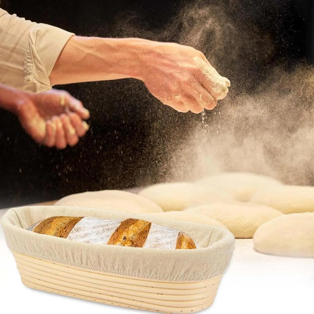 Dough Baking Bowl Oval Bread Proofing Bread Proofing Basket Handmade Rattan Basket And Liners For Home Kitchen Baking