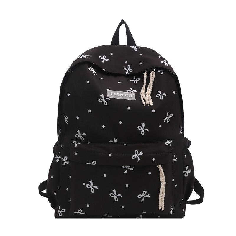 Bow Backpack Cute Girl College Style School Bag Light Going Out Casual Backpack Large Capacity Women's Bag