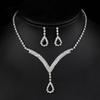 Water Drop Pendant Necklace And Earrings Set With Rhinestones For Elegant Bridal And Formal Wear