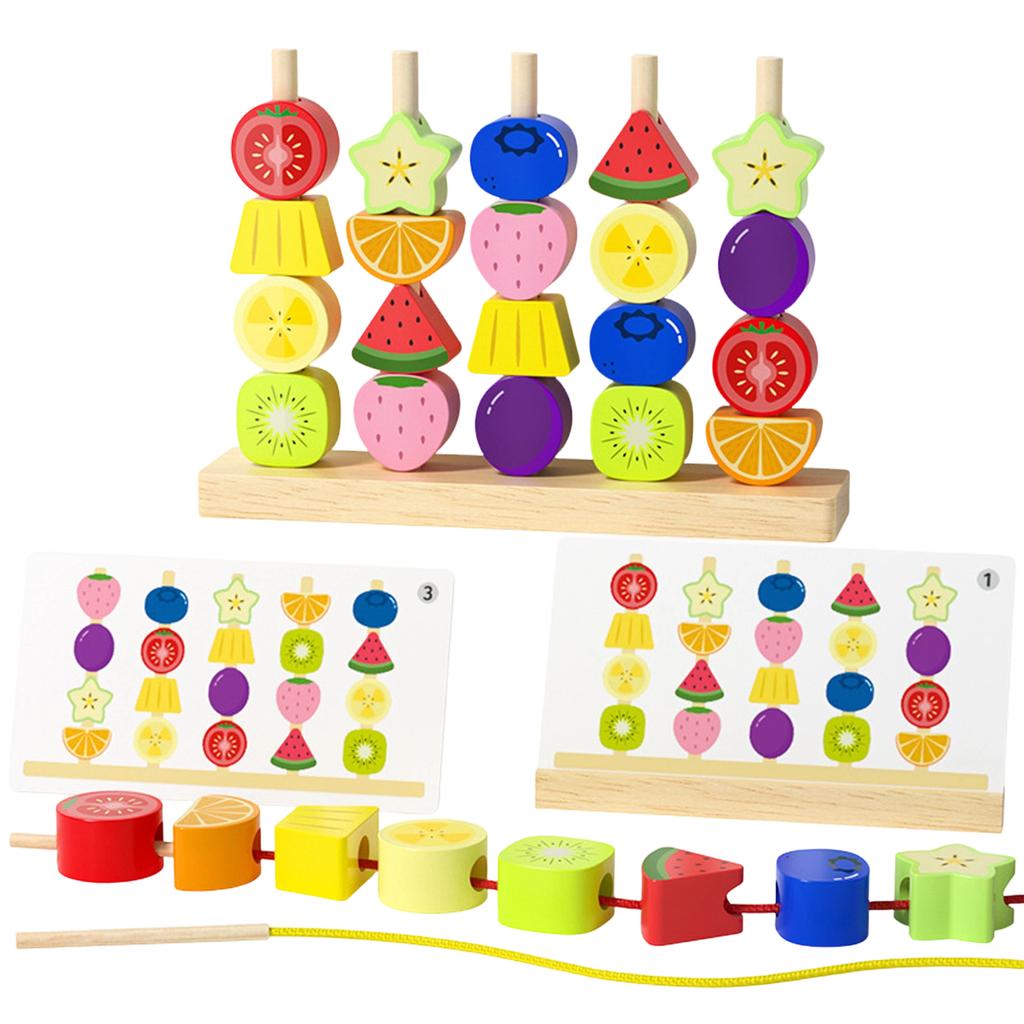 Wooden Bead Puzzle Set: A Fine Motor Skills Training Toy That Allows For Stacking And Beading, Making It An Educational Gift For Both Boys And Girls