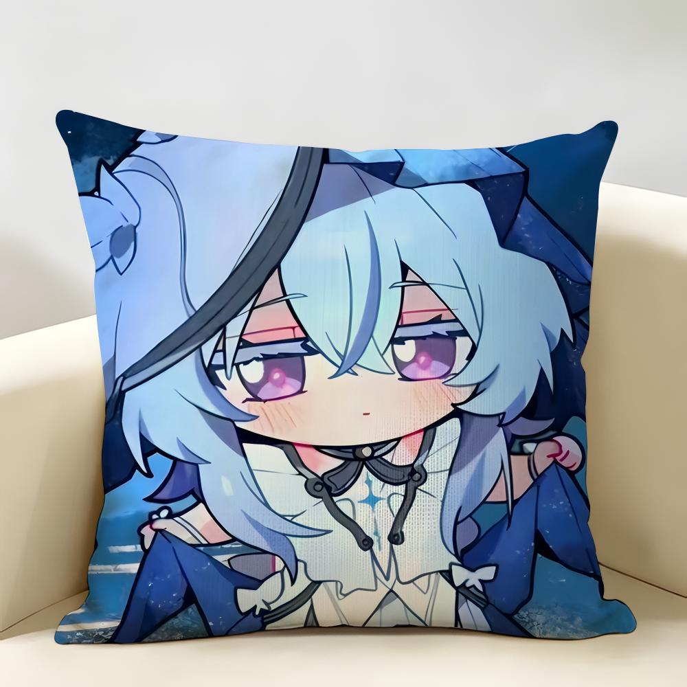 Q Version Wuthering Camellya Cushion Cover Natural Linen Organic Fabric DoubleSided Printing Room Sofa Decor Pillow Case