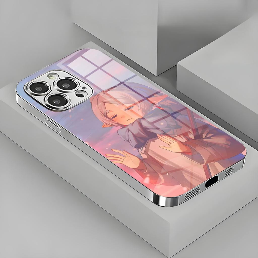 Custodia per telefono anime Frieren Oltre la fine del viaggio Per iPhone17 16 16e 15 14 13 12Plus Mini Pro Max Custodia per telefono in vetro galvanizzato