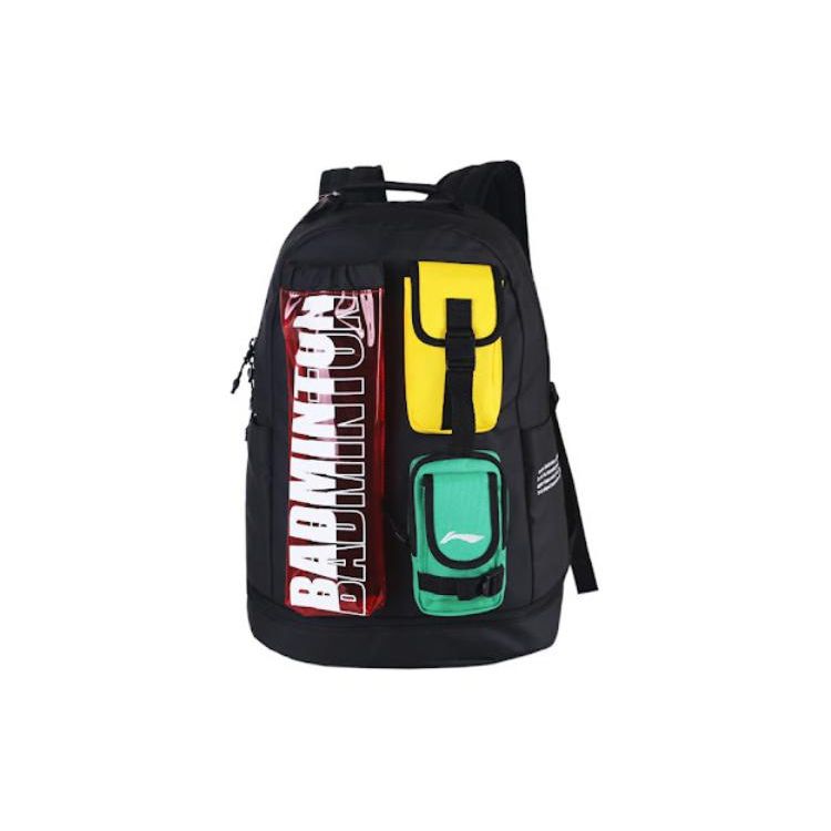 

Li-Ning Multi-Pocket Color Block Polyester Badminton Backpack Unisex Backpacks Black ABSQ382-1 Black Multicolor