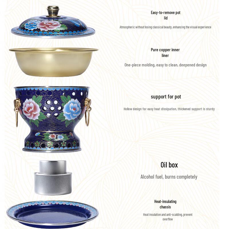Einzelportions-Cloisonné-Emaille-Kupfer-Hot Pot