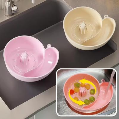 2-In-1 Snail Shape Drain Automatic Cleaning Basket Fruit Plate Filter Household Food Grade Fruit Washing Kitchens Accessories