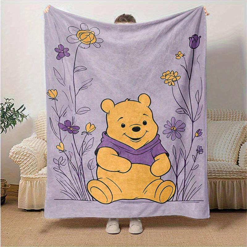 1 pezzo, Plaid Winnie the Pooh con Motivo Floreale Accogliente Decorazione per la Casa per Divano, Letto, Viaggio, Campeggio, Auto, Spiaggia, Ufficio Coperta Morbida per Pisolino