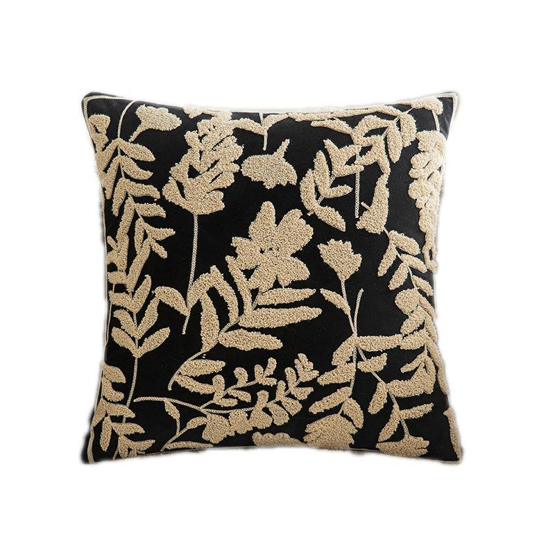 Light Luxury Pillow, Cushion, Back Pillow, Velvet Towel, Embroidered High-end Floral Pillowcase, Home Soft Decoration