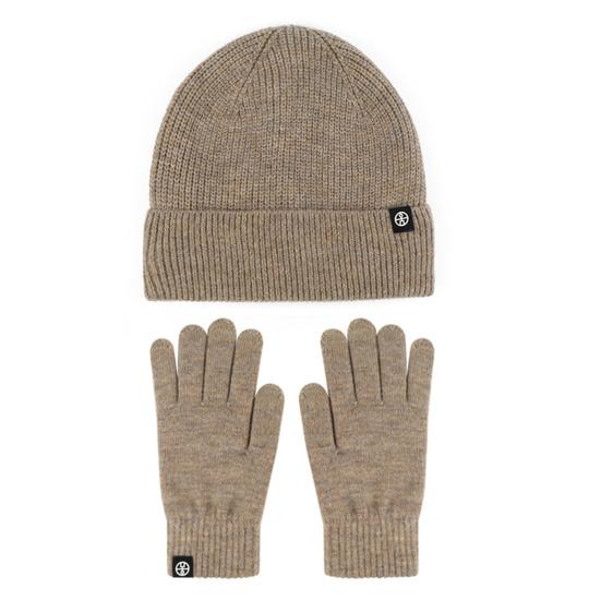 

Шапка-бини, комплект перчаток с сенсорным экраном, однотонная мягкая толстая износостойкая мужская зимняя теплая вязаная шапка, перчатки верблюд