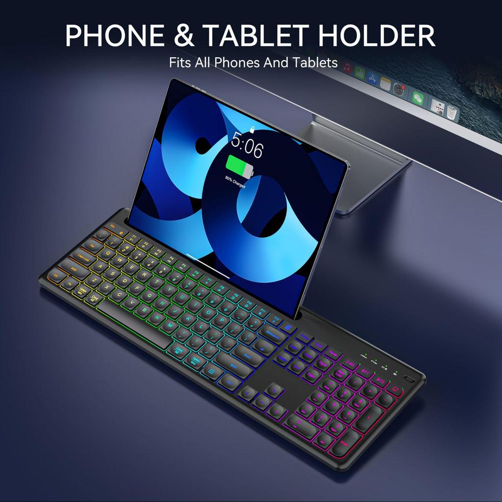 JOMAA RGB-beleuchtetes, leises, kabelloses Tastatur- und Maus-Set, wiederaufladbar für den Bürogebrauch.