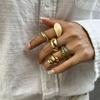 Ingemark 5Pcs/Set Y2K Boho Resin Acrylic Finger Rings for Women New Trend Vintage Alloy Adjustable Ring Daily Couple Jewelry Men