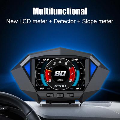 P1 HUD Head Up Display OBD2 GPS Çift Sistem Dijital Kilometre Sürüş Bilgisayarı Eğim Eğim Eğim Ölçer Ölçer