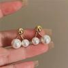 French Light Luxury Fashion Temperament Simple Retro Pearl Earrings Women'S Earrings Tide A Two-Wear Earrings