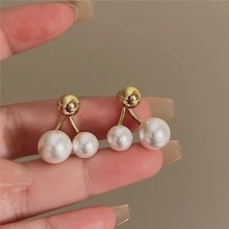 French Light Luxury Fashion Temperament Simple Retro Pearl Earrings Women'S Earrings Tide A Two-Wear Earrings