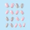 24Pcs Christmas Press on Nails Square French Tip Fake Nails Silver Glitter Nail Design Full Cover False Nails Snowflake Glue on Nails Cute Acrylic