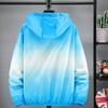 Men Sun Protection Coat Outdoor Jacket Winproof Anti-UV Thin Breathable Quick Dry Gradient Contrast Color Hooded Long Sleeves Zipper Closure Men