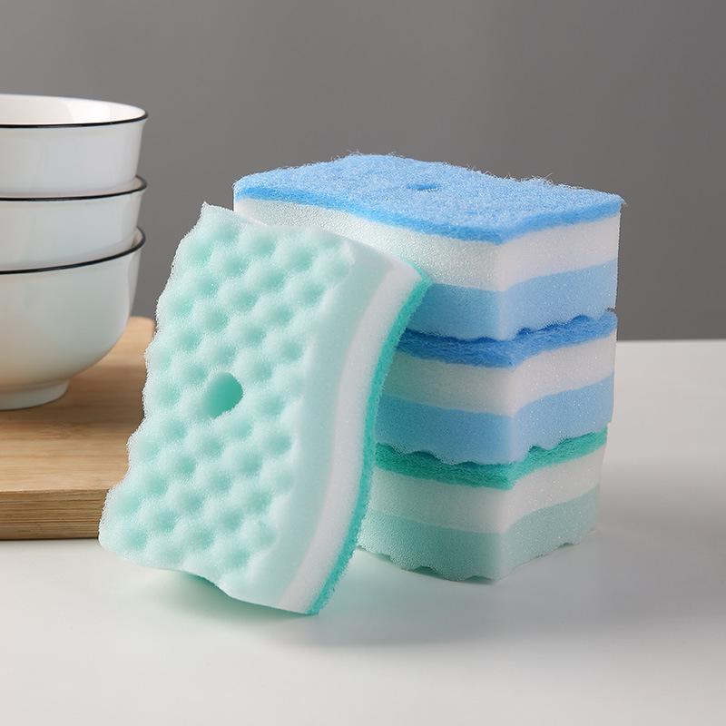 Double-Layer Wave Dishwashing Sponge and Cloth Set