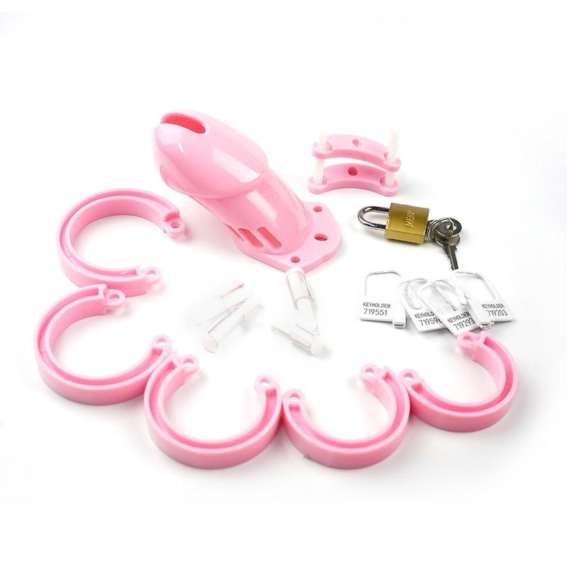 Male Chastity Standard Cage Equipped with 5 Rings of Different Sizes and A Brass Lock To Secure The Male Urethra Adult Sex Toys