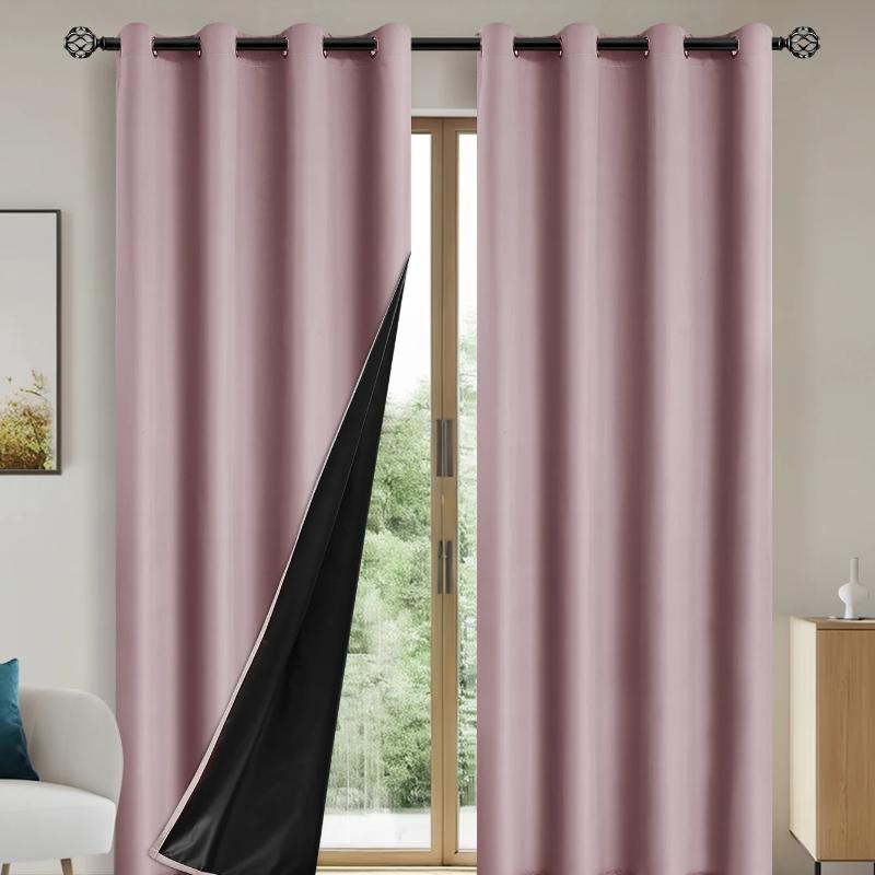 1Pc Solid Color Full Shading And Sun Protection 100% Blackout Curtains, Bedroom And Living Room Shading Curtains