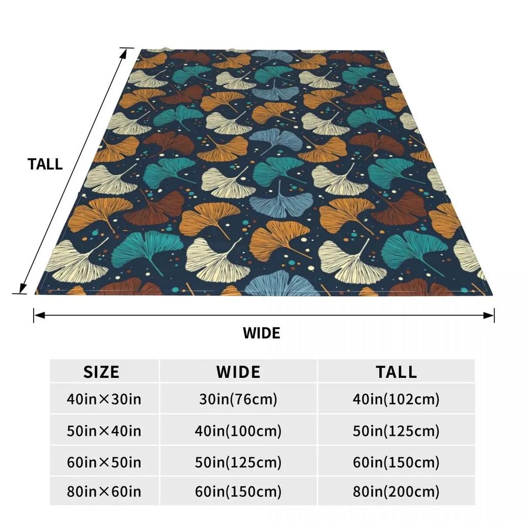 Ginkgo Biloba Flannel Blanket Super Warm Colorful Leaves Print Bedding Throws Winter Travel Office Bedroom Novelty Bedspread