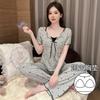 Summer Pajamas Women's Modal Short-sleeved Shorts Trousers Bow Three-piece Set Can Be Worn Outside with Chest Pads Loungewear