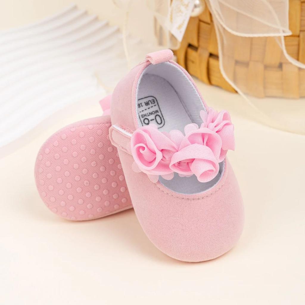 Cotton Sole Anti-slip Baby Shoes Moccasin Cute Flower Princess Girls Shoes Newborn Toddler First Walker Crib Shoes 0-18m