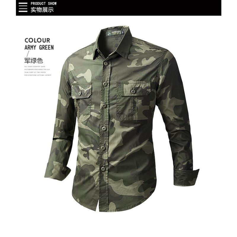 Men S Long Sleeve Loose Cotton Work Shirt Casual Outdoor