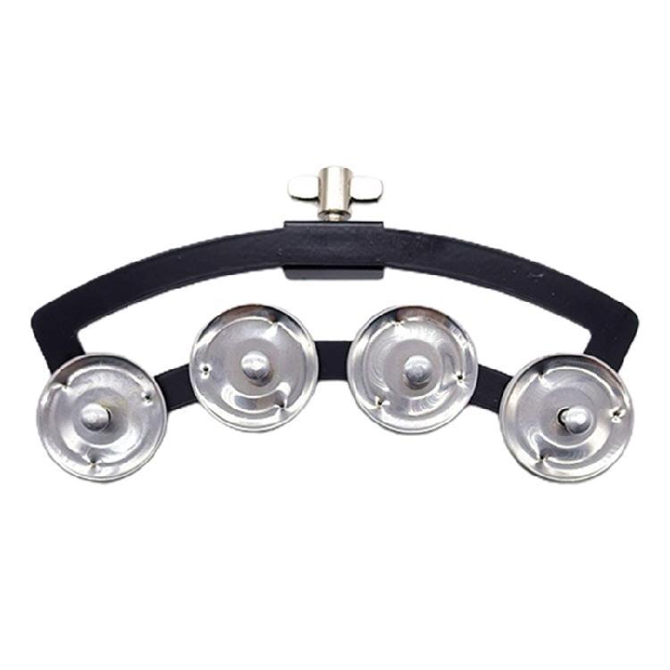 Drum Set Tambourine with Single Row Bells Rhythm Tech Tambourine Half Moon Hand Bells Rattle Percussion Accessories серебряный