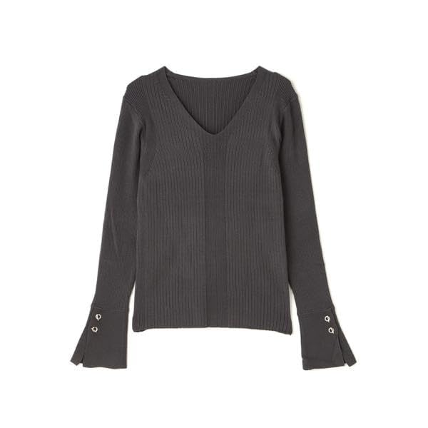 Natural Beauty Basic Eyelet Cuff Rib Knit Blue Women's Sweater,
