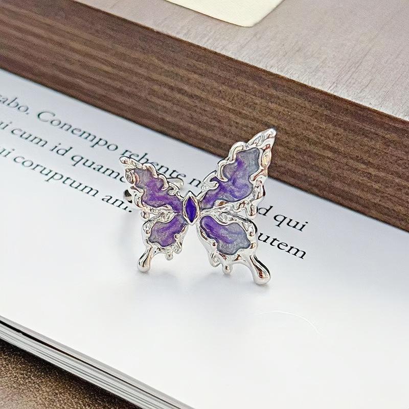 Enamel Dripping Oil Butterfly Series Zir*****Pen Ring Niche Design Light Luxury High Sense Personality Ring Woman