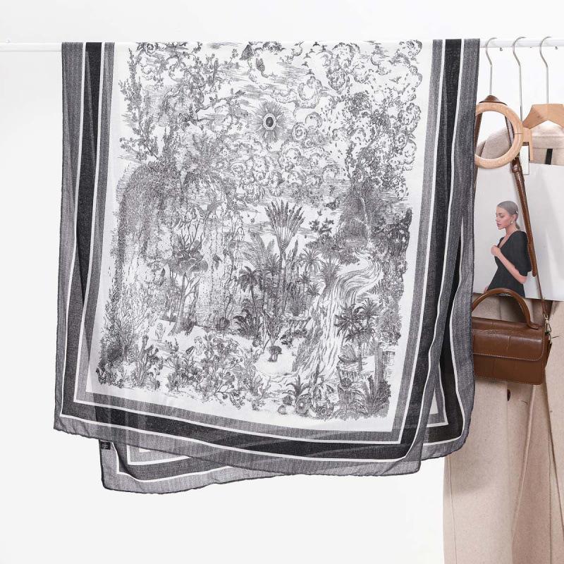 

Женский шарф в лесном стиле, литературный и универсальный, длинный шарф из хлопка и льна с ручным принтом, шарф из марли, солнцезащитный платок для путешествий и фотосъемки Above 175cm