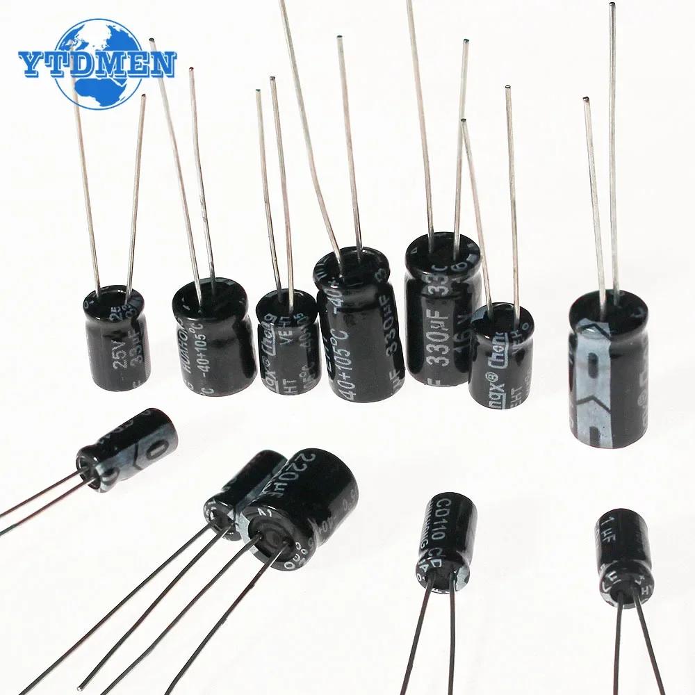 120PCS Aluminum Electrolytic Capacitor 16V 25V 50V 12 Values 1UF 2.2UF 3.3UF 4.7UF 10UF 22UF 33UF 47UF 100UF 220UF 330UF 470UF