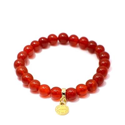 [ARUAURA] Lucky Charm Red Agate Natural Stone Power Stone Bracelet 8mm Prayer Beads Amulet Health Luck Vitality Energy Action Passion Success Protecti