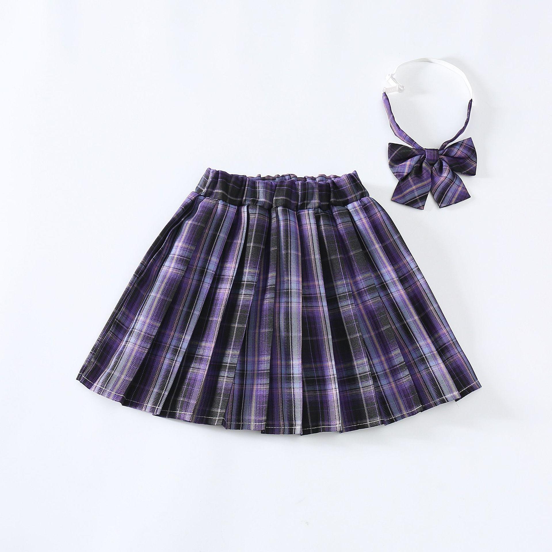 

Осень-весна-лето повседневная плиссированная юбка для девочек клетчатая юбка студенческое платье для выступлений короткая юбка с бантом 120
