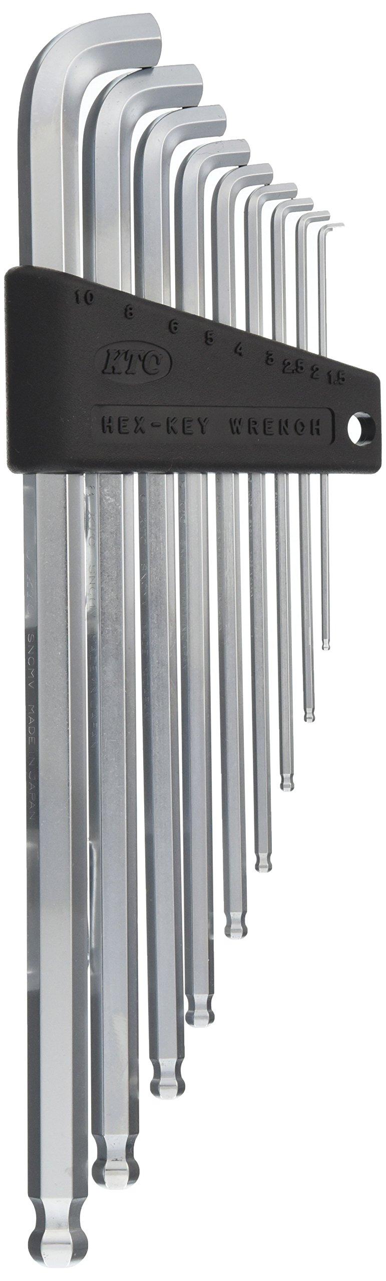 Kyoto Tool Ball Point Long Hex Wrench Short HLDS2509 (KTC) L-Shaped Set, Neck, 9-Piece Set,