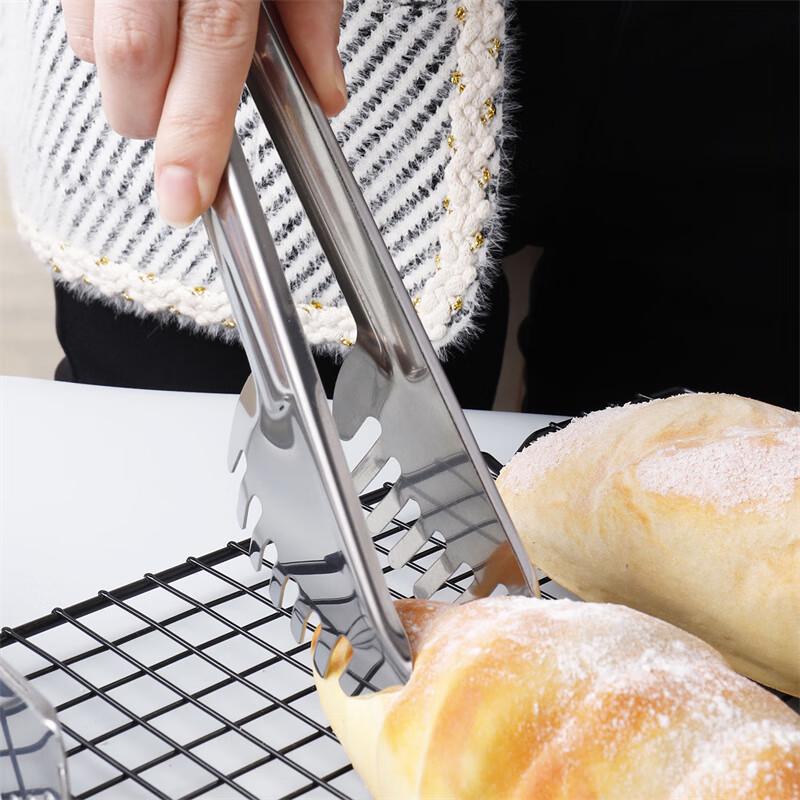 Thickened Stainless Steel Double-Tooth Food Tongs