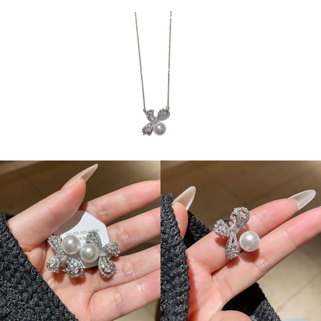 Minimalistische Zirkonia Schmetterling Schleife Ohrstecker Ringe Mit Künstlicher Perle Für Frauen Sommer Mode