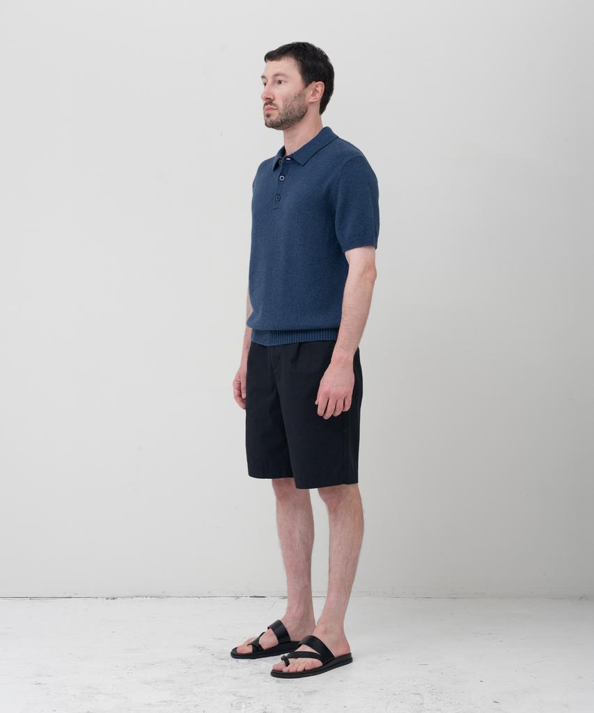 MANNERGRAM Upw Washable Cotton Polo Short Sleeve Knit Peacock Blue