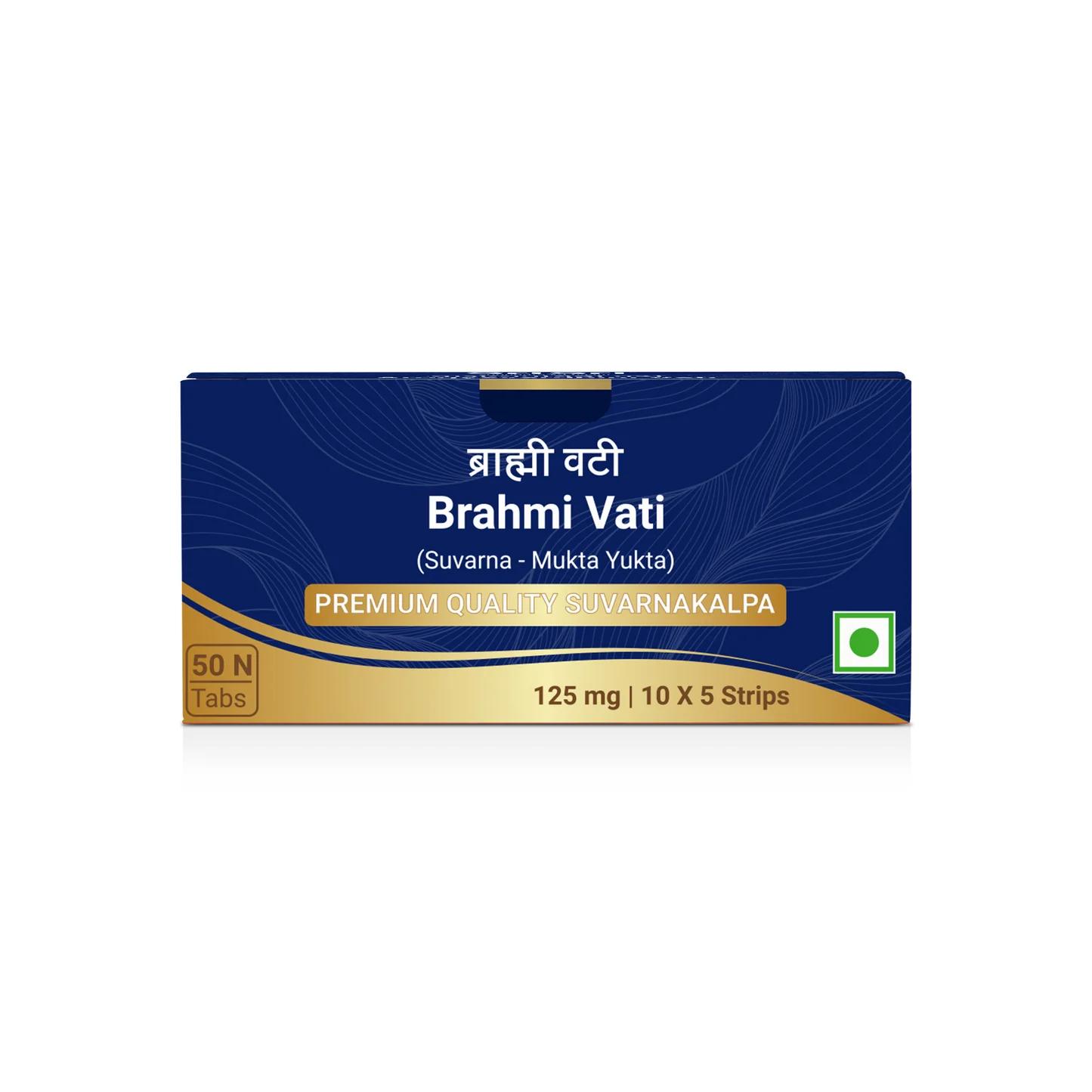 

Brahmi Vati (Suvarna - Mukta Yukta) Suvarnayukta, Tablets | 125 mg
