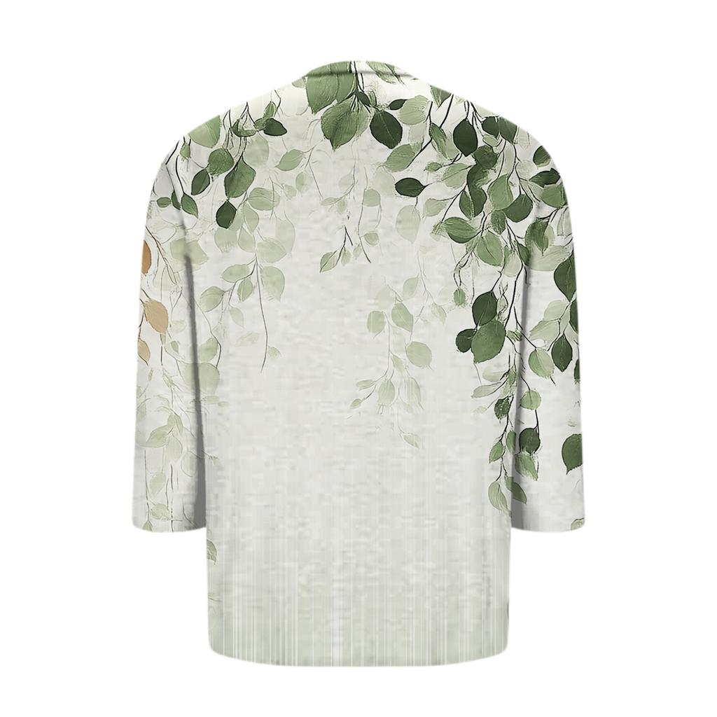 Blusa Estampada de Manga Corta de Moda para Mujer Tallas Grandes para un Look Elegante de Oficina y Casual
