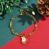 Cartoon Santa Claus Stainless Steel Double Layer Bracelet for Women, 18K Gold Plated Christmas Bracelet, Trendy Jewelry Gift