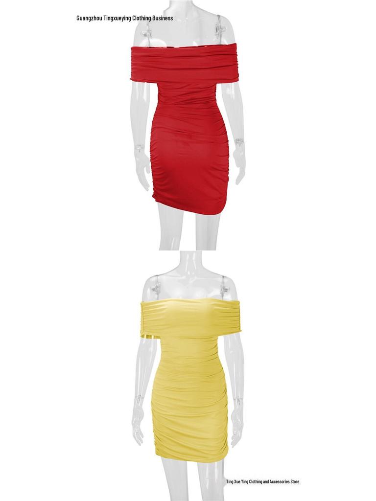 European & American Sexy One-Shoulder Bodycon Sheath Dress for Women