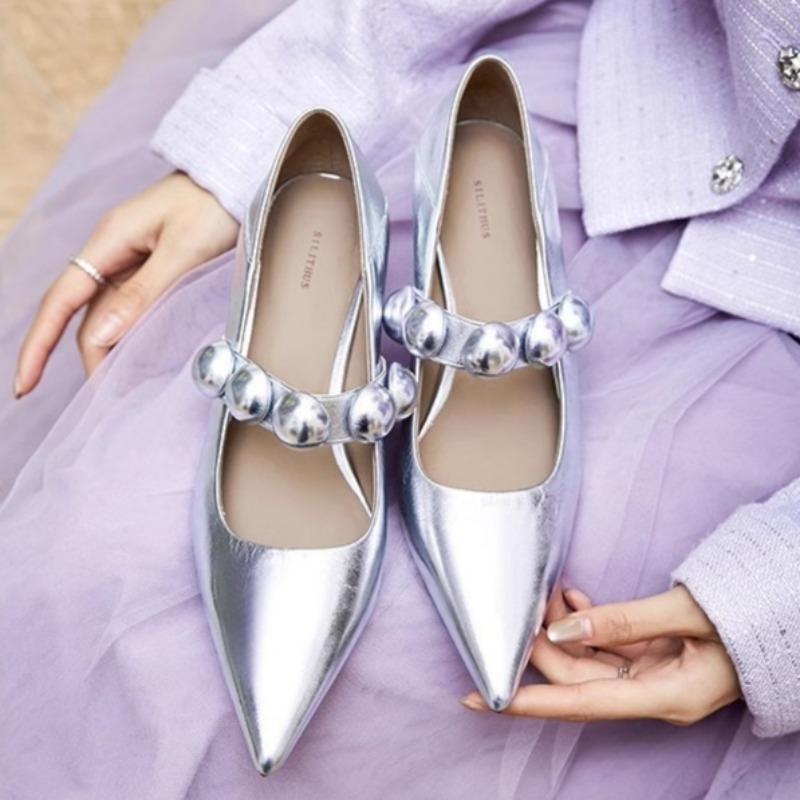 Fashion Women's Fashion Thin Heel Shoes Spring New Pointed Head Shallow Mouth Waterproof Anti-slip Wear-resistant Low Heel Shoes